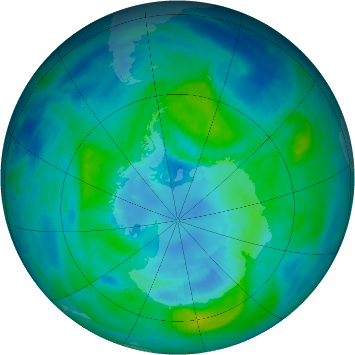Antarctic ozone map for 02 April 1987